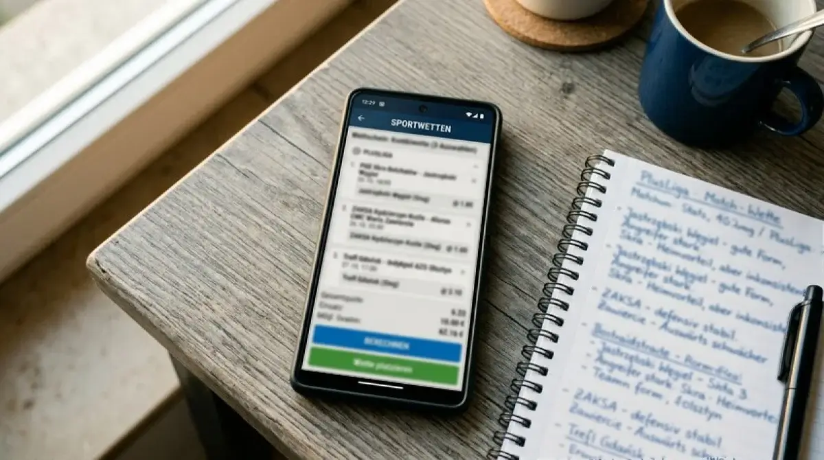Volleyball-Wettschein mit mehreren Kombiwetten-Beinen auf einem Smartphone-Display