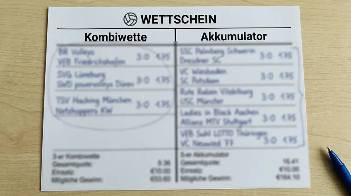 Volleyball Akkumulatorwette versus Kombiwette – Unterschied und Terminologie für deutsche Wettende erklärt