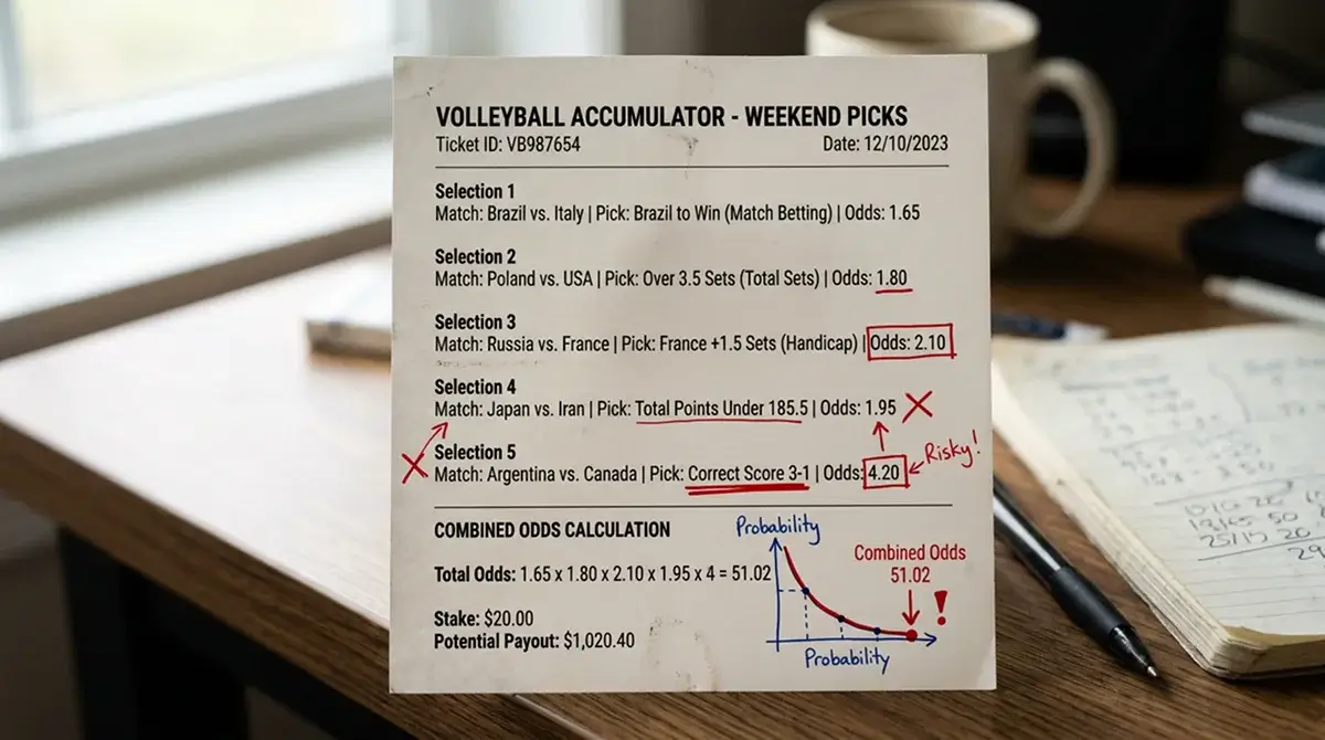 Zu viele Beine in Volleyball Kombischeinen – Mathematik des Wahrscheinlichkeitskollaps bei 5er und mehr Scheinen