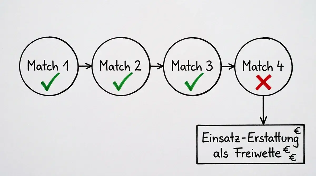 Funktionsprinzip der Volleyball Kombiwetten-Versicherung – ein verlorenes Bein wird als Freiwette erstattet