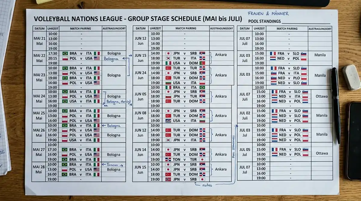 Gruppenphase der Volleyball Nations League – viele Kombimöglichkeiten für Wettende an Spieltagen