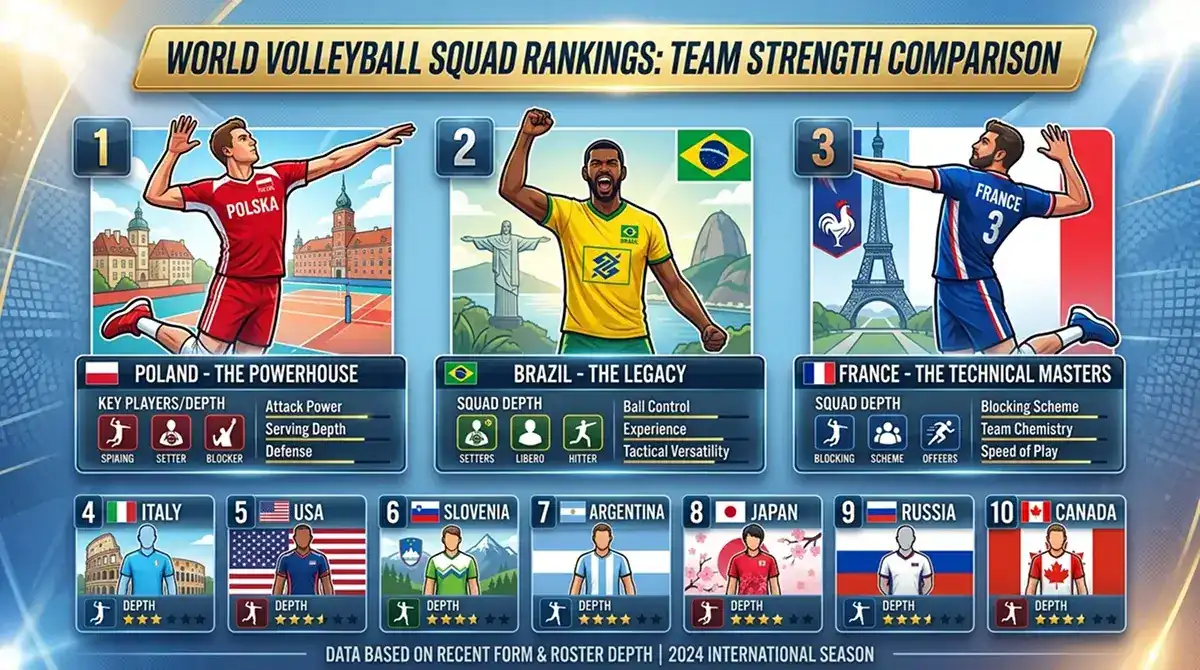Stärkste Nationalteams für Volleyball Nations League Kombischeinen – Polen, Brasilien, Frankreich