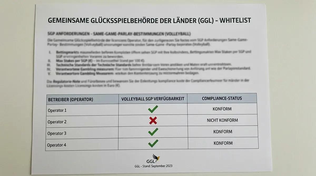 GGL-lizenzierte Anbieter mit Same-Game-Parlay-Angebot für Volleyball – Überblick und Anforderungen
