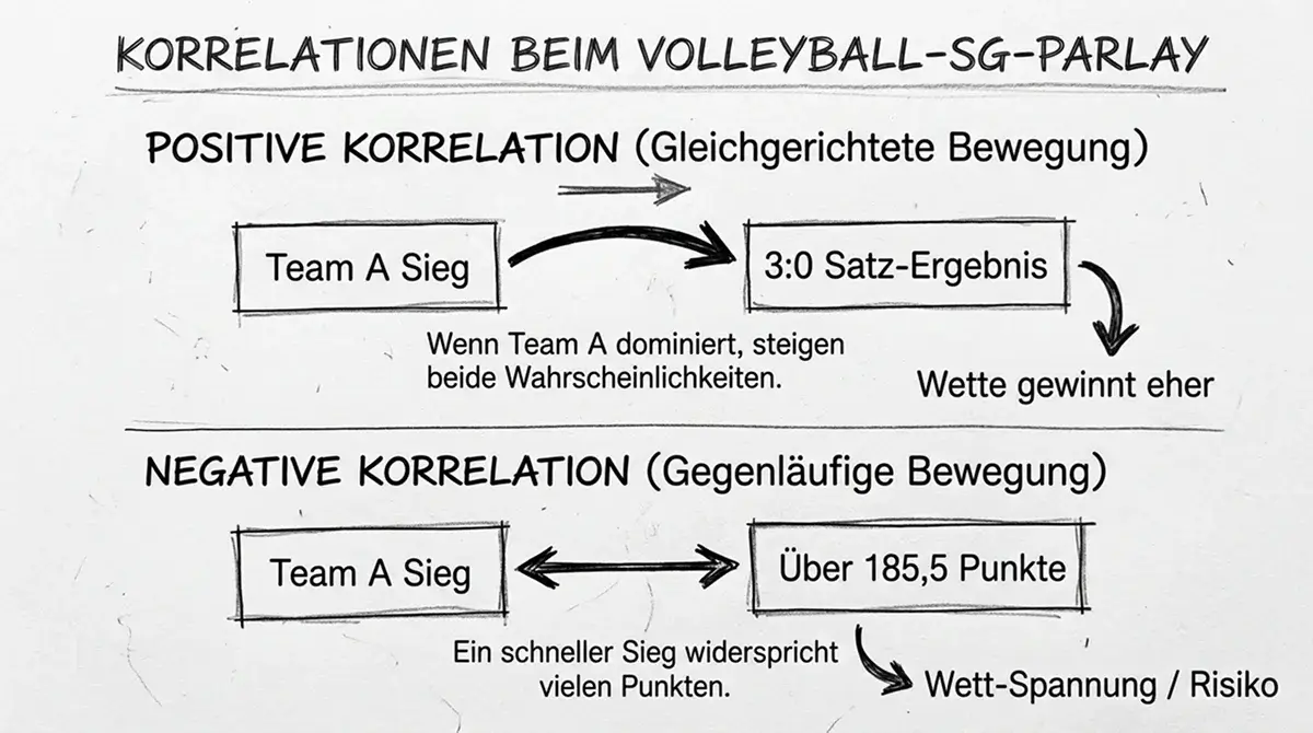 Korrelationsrisiko beim Volleyball Same-Game-Parlay – abhängige Märkte und ihre Auswirkung auf die Gewinnchance